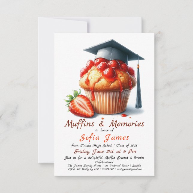 Strawberry Delight Graduation Brunch Invitation (Front)