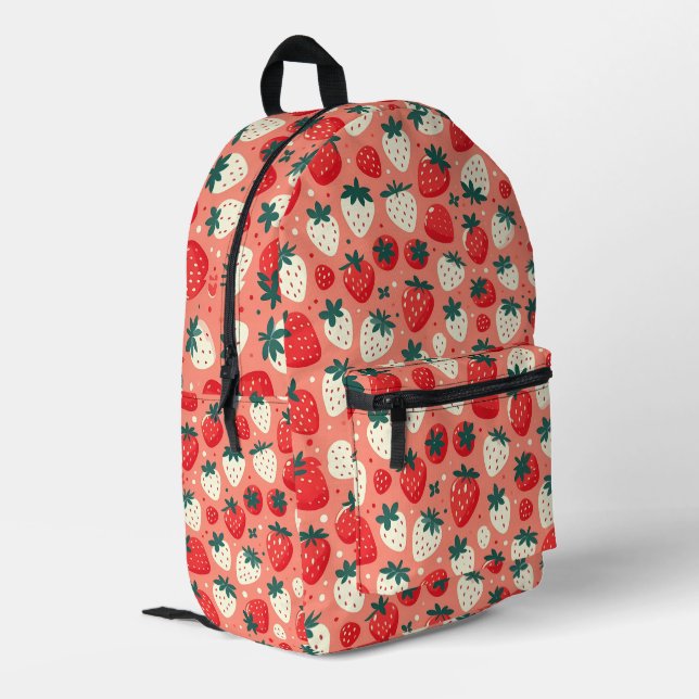 Strawberry Delight Pattern Printed Backpack (Back Corner Left)