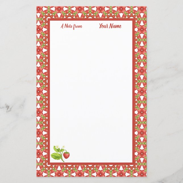 Strawberry Delight Personalised Stationery (Front)