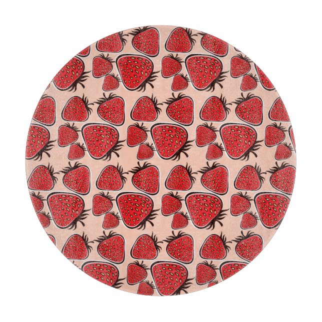 Strawberry Delight: Vintage Pattern Charm. Cutting Board (Front)