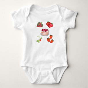 Strawberry Delights – Cute Illustration of Berries Baby Bodysuit