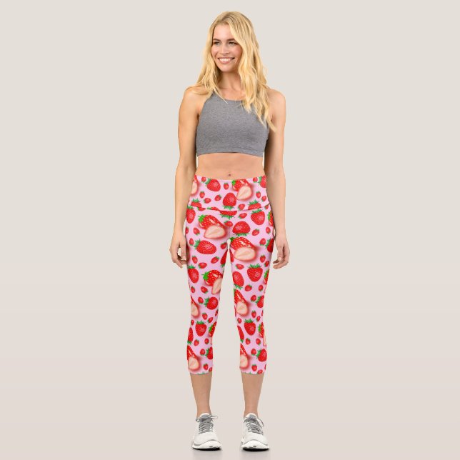 Strawberry Design Capri Leggings (Front)