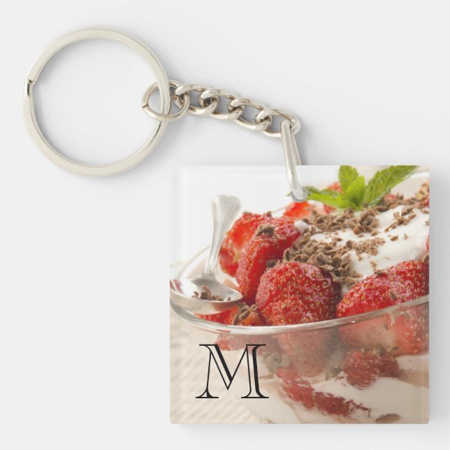 Strawberry Dessert With Fresh Yogurt Key Ring (Front)