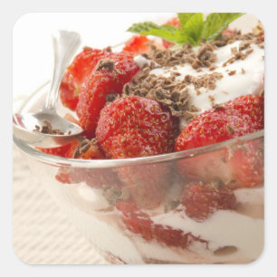 Strawberry Dessert With Fresh Yogurt Square Sticker