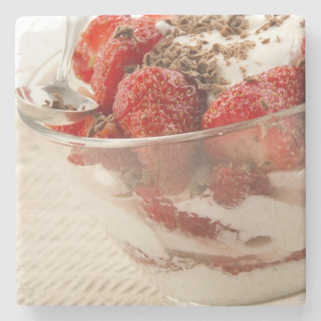 Strawberry Dessert With Fresh Yogurt Stone Coaster (Front)