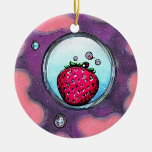 Strawberry & Diamonds Ceramic Ornament
