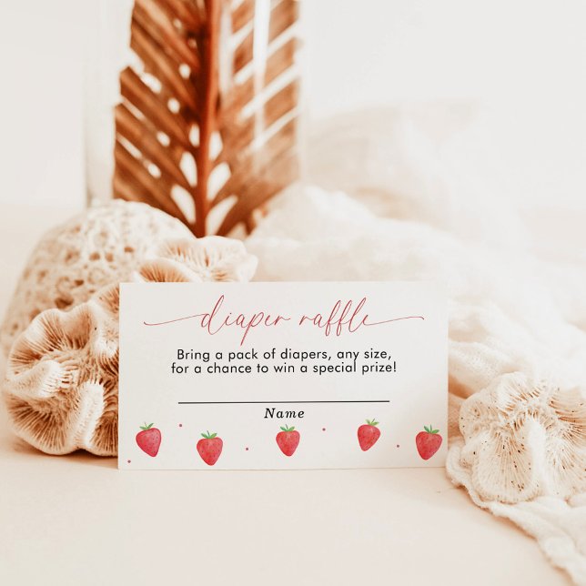 Strawberry Diaper Raffle Card | Girl Baby Shower (Creator Uploaded)