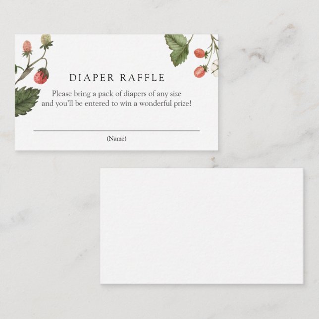 Strawberry Diaper Raffle Enclosure Card (Front/Back)