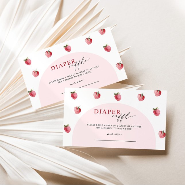 Strawberry diaper raffle ticket enclosure card (Creator Uploaded)