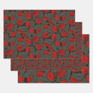 Strawberry different scales  wrapping paper sheet
