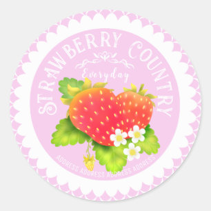 Strawberry Doilies Pink Classic Round Sticker