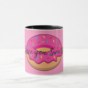 Strawberry Donut with Sprinkles Cartoon Add Text Mug