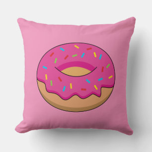 Strawberry Donut with Sprinkles Cartoon Cushion
