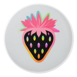 Strawberry Door Pull in Neon and Black
