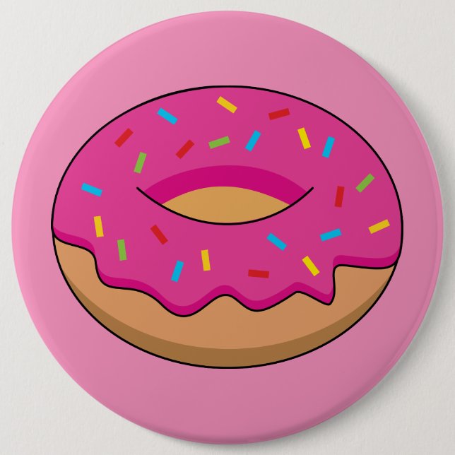 Strawberry Doughnut with Sprinkles Cartoon 6 Cm Round Badge (Front)