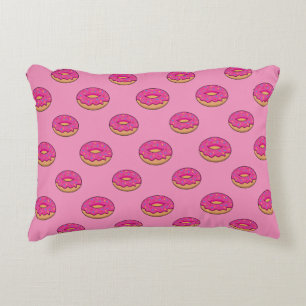 Strawberry Doughnut with Sprinkles Cartoon Decorative Cushion