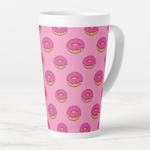 Strawberry Doughnut with Sprinkles Cartoon Latte Mug