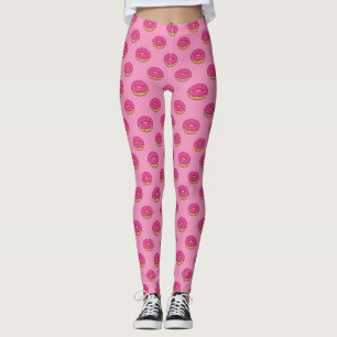 Strawberry Doughnut with Sprinkles Cartoon Leggings