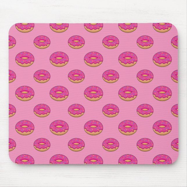 Strawberry Doughnut with Sprinkles Cartoon Mouse Pad (Front)