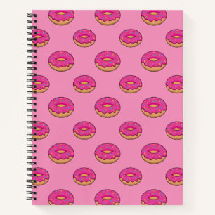 Strawberry Doughnut with Sprinkles Cartoon Notebook