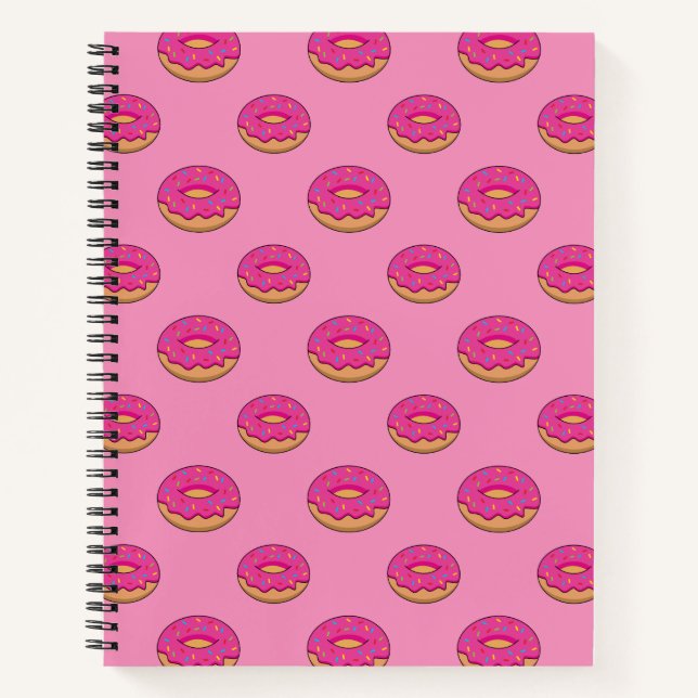 Strawberry Doughnut with Sprinkles Cartoon Notebook (Front)