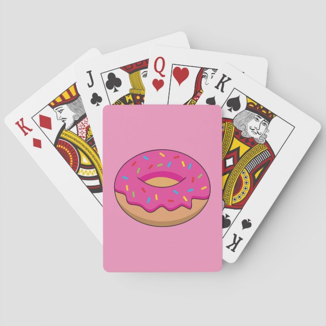 Strawberry Doughnut with Sprinkles Cartoon Playing Cards (Back)