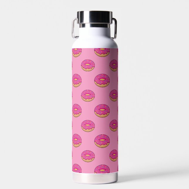 Strawberry Doughnut with Sprinkles Cartoon Water Bottle (Front)