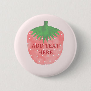 Strawberry Drawing Custom Text 6 Cm Round Badge