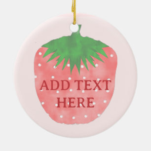 Strawberry Drawing Custom Text Ceramic Ornament