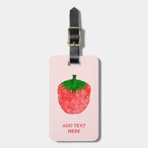 Strawberry Drawing Custom Text Luggage Tag