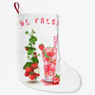 Strawberry Drink Christmas Stocking Custom Text