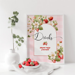 Strawberry Drinks help yourself birthday Poster