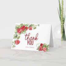 Strawberry | Elegant Script Thank You Card