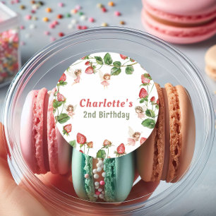 Strawberry enchanted fairy garden birthday classic round sticker