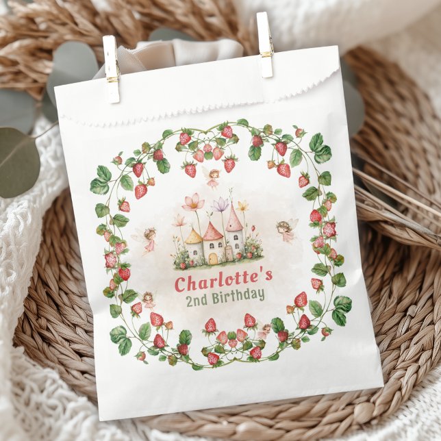 Strawberry enchanted fairy garden birthday  favour bag (Creator Uploaded)