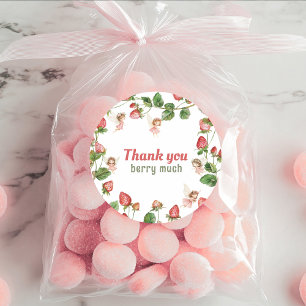 Strawberry enchanted fairy garden Thank You Classic Round Sticker
