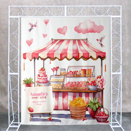 Strawberry Fair Stand Party Backdrop Photobooth Tapestry