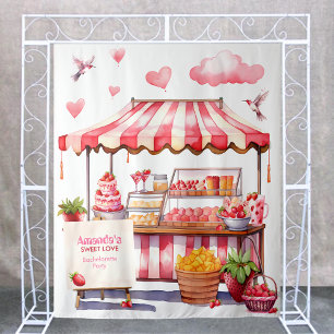 Strawberry Fair Stand Party Backdrop Photobooth Tapestry