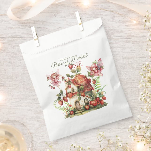 Strawberry Fairy Berry Sweet Girls First Birthday Favour Bag (Clipped)