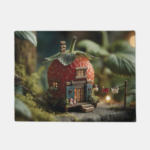 Strawberry Fairy House with Miniature Washing Line Doormat