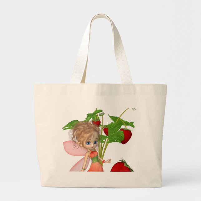 Strawberry Fairy Large Tote Bag (Front)