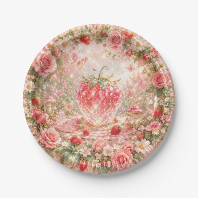 Strawberry Fairy Picnic Paper Plates (Front)