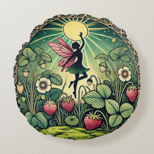 Strawberry Fairy Round Cushion