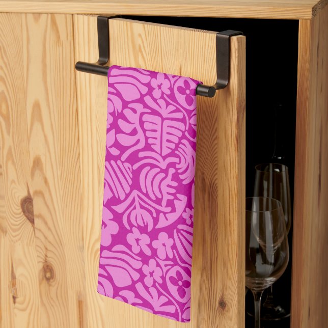 Strawberry Fantasy in pink Tea Towel (Thirds Fold)