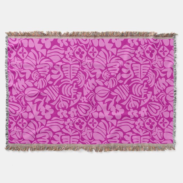 Strawberry Fantasy in pink Throw Blanket (Front)