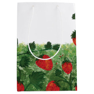 Strawberry Farm Field Watercolor  Medium Gift Bag