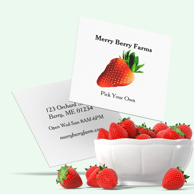 Strawberry Farm Square Business Card (Creator Uploaded)