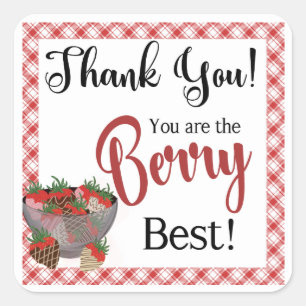 Strawberry Favour label, Chocolate strawberry  Square Sticker