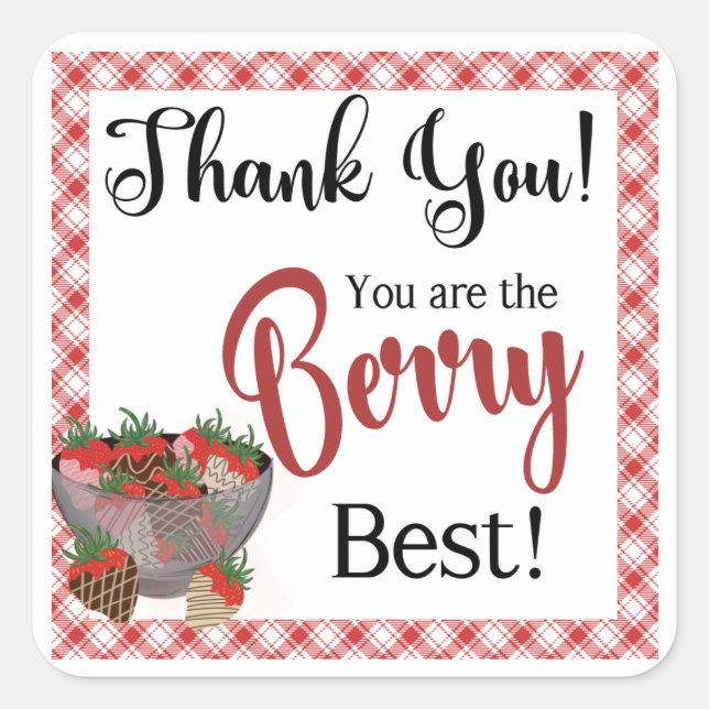 Strawberry Favour label, Chocolate strawberry  Square Sticker (Front)