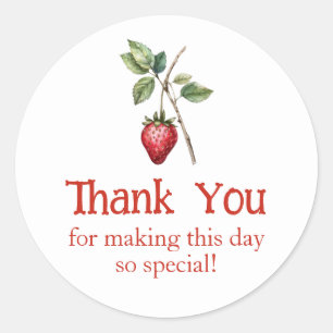 Strawberry Favour Thank You Classic Round Sticker